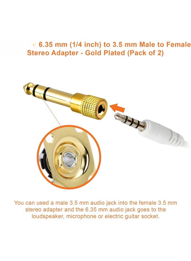 Salab 6.3mm to 3.5mm (1/4 to 1/8) Stereo Audio Jack Adapter (Pack of 2) | Converts Audio from Your Amplifiers, Console, Guitar, Piano, Drums, Speakers & Mic That use 6.35mm Port to Your 3.5mm Port Devices - Image 2